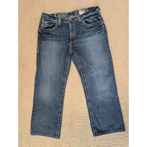 Ariat Jeans Mens Size 38x28 Blue Denim Low Rise Boot 100% Cotton - Please Read - Picture 1 of 13